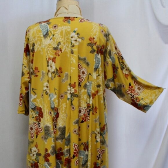 🌼 Coco & Juan Mustard Yellow Floral Lagenlook Tunic Top | Size 1X - Picture 7 of 9